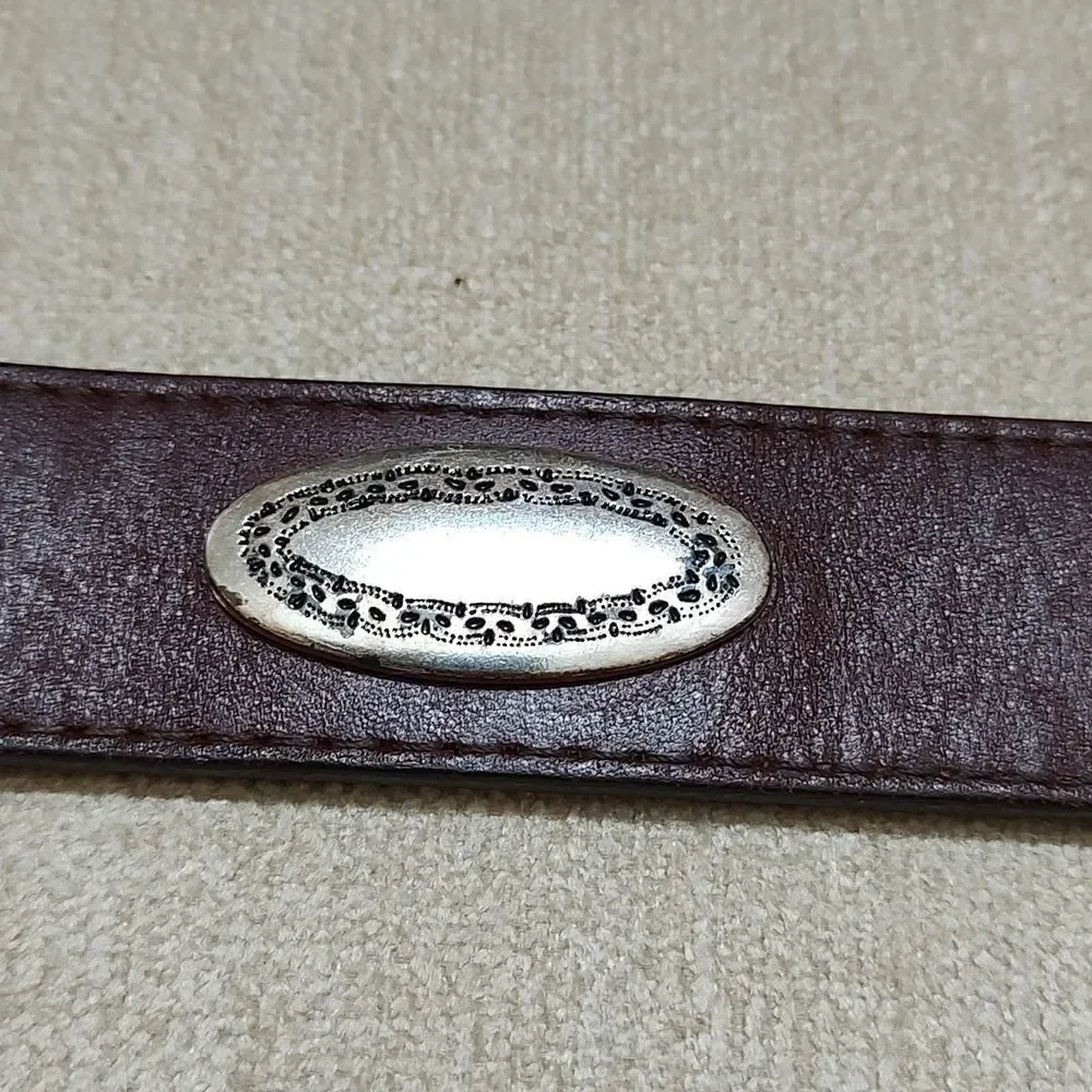 Brighton Men's Brown Leather Belt with Silver Buckle and Tip Size 42